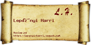 Lepényi Harri névjegykártya